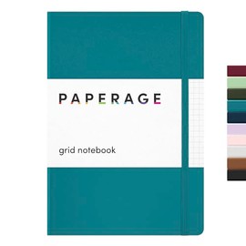 PAPERAGE Graph Paper Journal Notebook, (Turquoise), 160 Pages, Medium 5.6 in x 8 in - 100 GSM Thick Paper – Hardcover Grid Notebook for Work or School