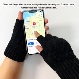 FRSOHEWIN Half Finger Gloves Winter Touchscreen Gloves Flexible and Warm for Men Unisex Black, black
