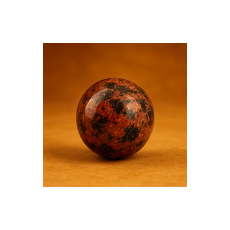 Pandiui23 Natural Polished Red Obsidian Ball, Polished Crystal with Energy