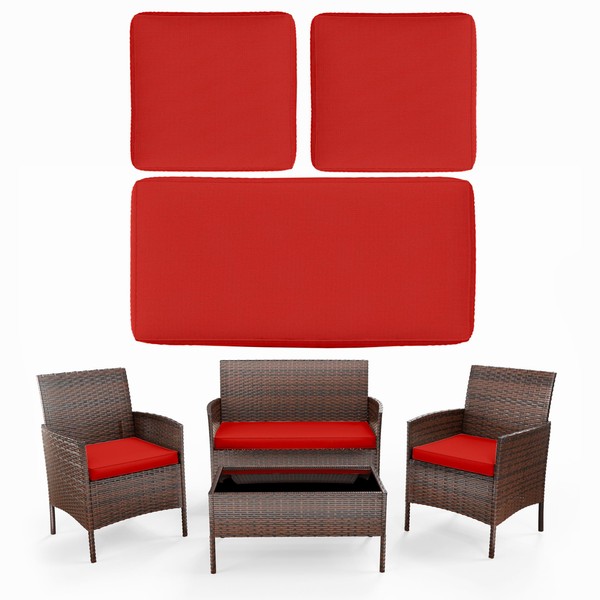 Pakunoda 3 Pack Outdoor Replacement Cushions, Fit for 4-Seater Wicker