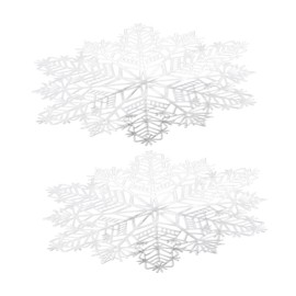 Garneck 2pcs Snowflake Table Mat Christmas Table Mat Table Top Decor Place Mats Christmas Dinner Mats Christmas Mat Christmas Fork Mats Holiday Placemats Snowflake Placemat Decor White Pvc