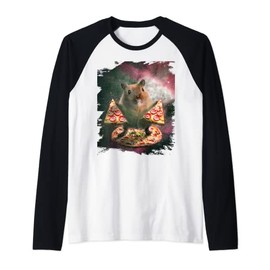 Fun space hamster with pizza Raglan Baseball Tee