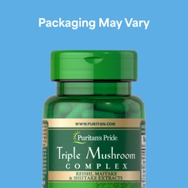 Puritan's Pride Triple Mushroom Complex, Reishi, Maitake & Shiitake Extracts, Organic Mushroom Extracts, 60 Vegetarian Cpasules