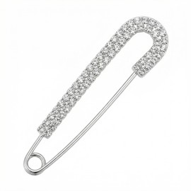 1 PCS 3 Inch Silver Rhinestone Inlaid Alloy Safety Brooch Pins Scarves Buckle Shawl Clip Jewelry Brooch DIY Accessories for Clothing Locking Ornament Fastening Embellish