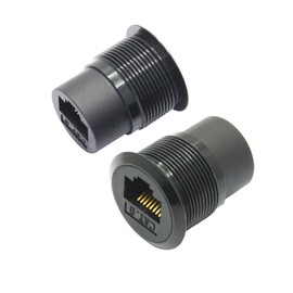 Riertostng RJ45 Cat 6 Panel Mount Connector Adapter, RJ45 Female to Female Through Module Threaded Fixing Mount Socket with Dustcap, Gigabit Network Ethernet Extension Coupler Adapter - 2Pcs