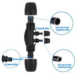 FOGWOWO 1/2 inch to 1/4 inch drip irrigation kits for (1/2 inch ID x 0.60 inch - 0.63 inch OD) 16 mm irrigation pipe, garden hose connector, barbecue tea connection (10 pieces barbecue tea, 4-way)