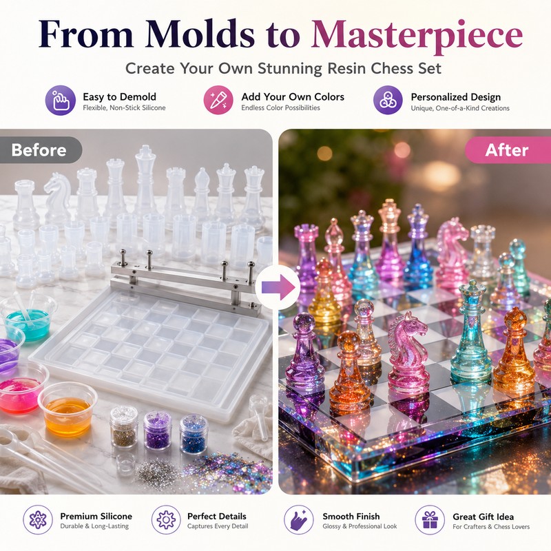 Resin Chess Set Mold Kit for DIY Crafts – 3D