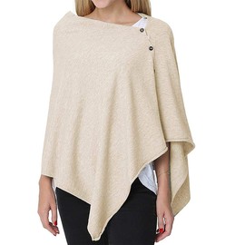 stylesilove Multi-Use Knit Nursing Shawl Poncho Adjustable Buttons for Breastfeeding Protection Nursing Cover Infinity Scarf (Ivory)