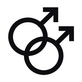 Applicable Pun Double Mars Gay Men Symbol - Vinyl Decal Sticker - Black 3 inch
