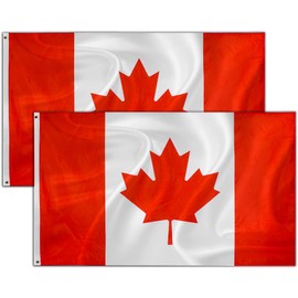 Pack of 2 Canada Flag | Canada Flag | Weatherproof Canadian Flag with Brass Eyelets | Flag CA Canada | 90 x 150 cm | Bright Colours | Top Quality