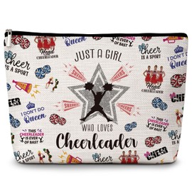 Cheerleading Cosmetic Bag, Just a Girl Who Loves Cheerleading Travel Makeup Bag, Cheer Bag for Cheerleaders, Cheerleader Gifts for Girls, Birthday Gifts for Teen Girls Friends Sisters -04