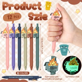 Sayglossy 12 Pcs Dumpster Fire Gifts Funny Luminous Dumpster Fire Ballpoint Pens Emotional Appreciation Support Pens Staff Gifts for Christmas Office Desk Work Coworkers Team Employee Teachers