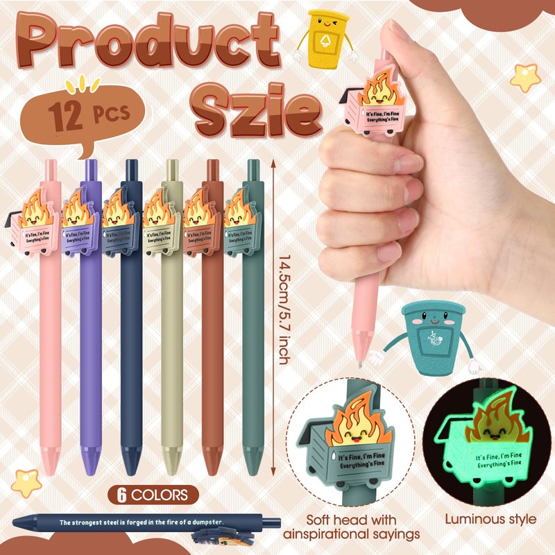 Sayglossy 12 Pcs Dumpster Fire Gifts Funny Luminous Dumpster Fire