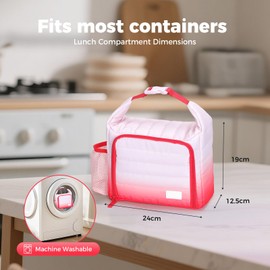 Lekespring Insulated Lunch Bags for Women - Cool Bag with Bottle Holder for Work School Outdoor Picnic(Pink Gradient)