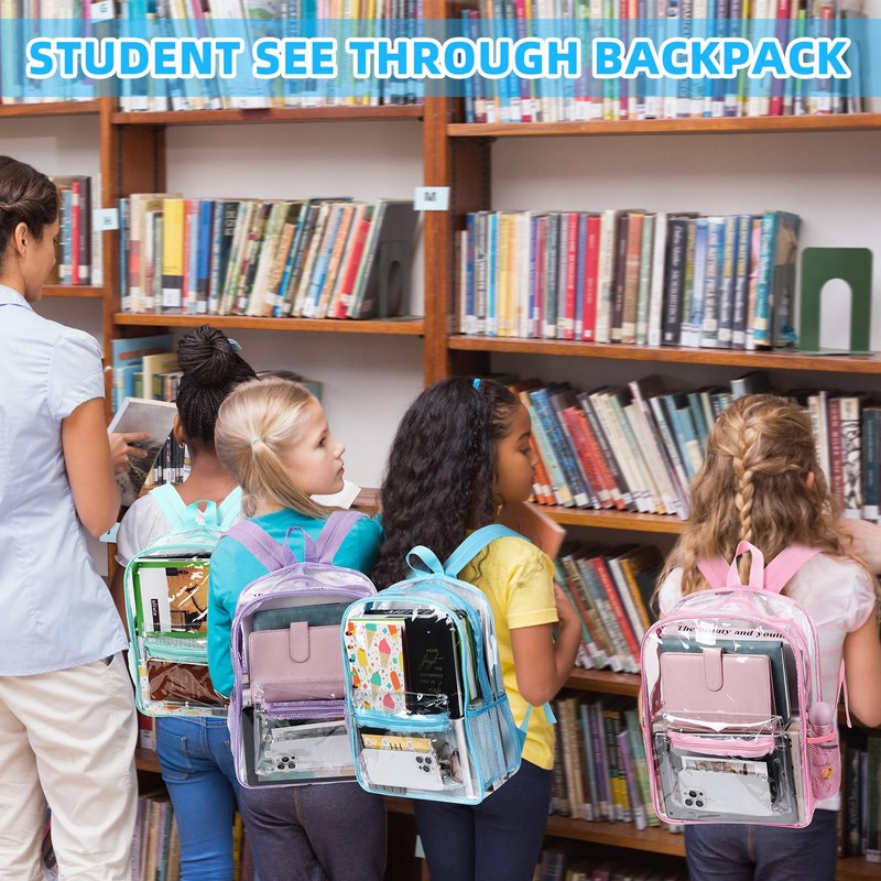 Amylove Clear Black Backpacks Bulk 15" PVC Transparent Backpack Large