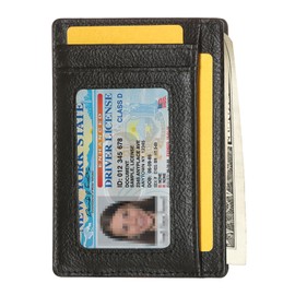 Slim Front Pocket Minimalist Leather Wallet | RFID Blocking Wallet for Men and Women | Mens and Womens Wallet with Gift Box | Brown Minimalist Leather Wallet (Black)