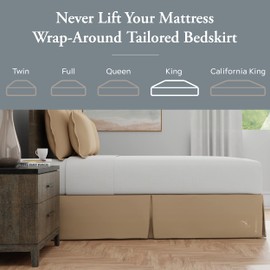 Magic Skirt Tailored Bedskirt, Never Lift Your Mattress, Classic 14” drop length, Pleated Styling, King, Mocha
