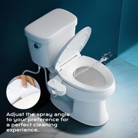 Bidet Toilet Seat Attachment with Rear and Feminine Wash， Bidet Attachment for Toilet with Self-Cleaning and Adjustable Bidet Sprayer & 21°Angle Control (Chrome)