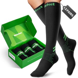 Wakefeet Compression Socks for Men Women 3 Pairs, Compression Stockings Fragrance, Travel Socks for Flight, Long Trip
