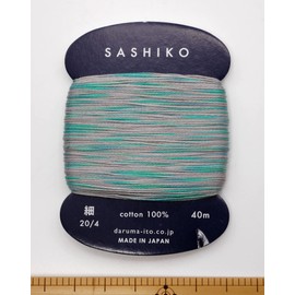DARUMA Sashiko Thread (Thin) 2 Color Clay Card Roll, Approx. 15.6 ft (40 m), COL.301, Rain Sound 01-2400