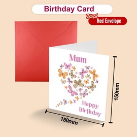 Papa Prints Happy Birthday Mum Card Mum Birthday Cards from Daughter (150 x 145 mm) Mom Birthday Cards with Envelope Birthday Card Mummy