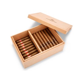 CIGARLOONG Cigar Humidor,Natural Cedar Wood Unpainted Cigar Box, Desktop Partition Zone Storage Box for 50 Cigars,Gift for Cigar Lovers