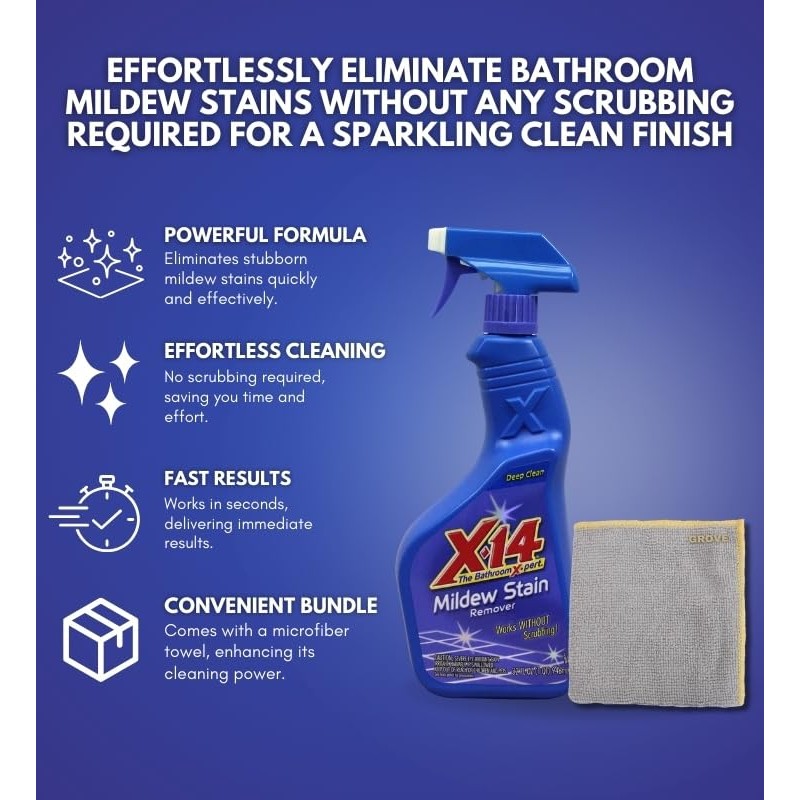 Malco X-14 Mildew Stain Remover Spray 1 qt Bundle with