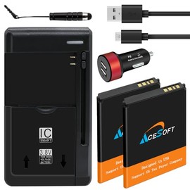 Long Lifespan Boosting Substitutable 2X 1600mAh Battery Universal Quick AC Dock Home Charger Dual Car Charger Micro Data Sync Cable Stylus Compatible with Alcatel GO FLIP 4044V