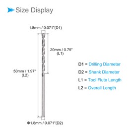 CoCud Solid Carbide Drill Bits, 1.8mm Diameter, Left Hand YG6X (C3/K10) Tungsten Carbide Straight Shank Twist Drill Bits - (Applications: for Stainless Steel Alloy), 2-Pieces