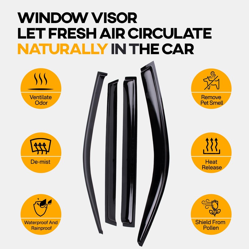 Window Visor Compatible with 2003-2008 Pilot, Sun Rain Guard Deflector