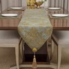 TOPLUXE Handmade Table Runner with Tassels, 33x180cm Luxury Damask Table