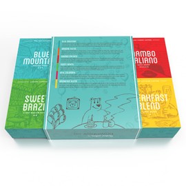 Happy Birthday Coffee Beans Gift Box Set for Coffee Lovers - 6 Blends in 1 Pack - Light Medium Dark Roast - For Him & Her - Brown Bear - All Coffee Machines - Strength 3 4 5 – Men Women