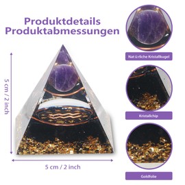 LANZLC Orgonite Pyramid, Reiki Crystal Pyramid with Crystals, 12 Constellation Gemstones, Esoteric Zodiac Sign Gifts with Black Velvet Bag for Chakra Healing, Meditation, Yoga (Aquarius)