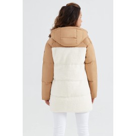 Orolay Women's Sherpa Jacket Thickened Puffer Down Coat Fuzzy Fleece Jacket Apple Cinnamon M