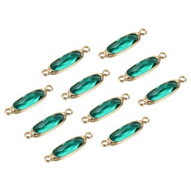 PATIKIL Birthstone Connector Link, 10Pcs Diamond Clear Charm Links, Round Glass Jewelry Findings Crystal Bead Link for Drop Dangle Pendants Necklace Bracelet Earring, Green