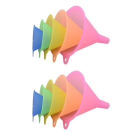 Kisbeibi Plastic Funnel, Rainbow Kitchen Funnels for Filling Bottles or Containers, Small Funnel Sets, 1 Set - 5 Cooking Funnels for Transferring Liquid, Fluid and Dry Ingredients(10 pcs)