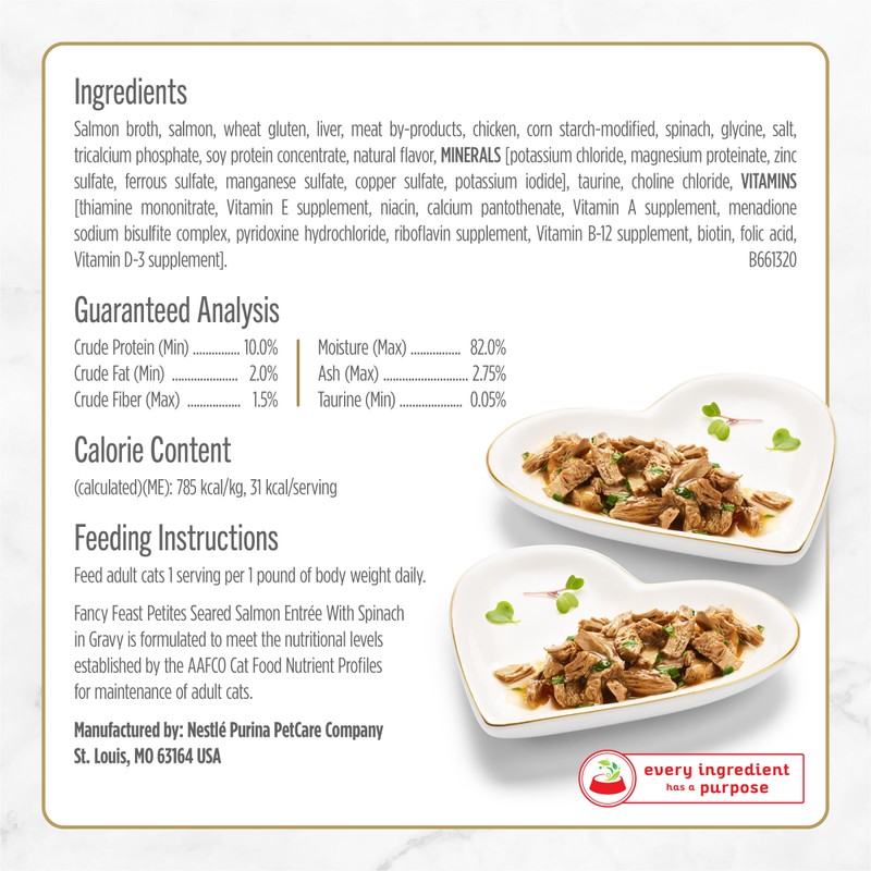 Purina Fancy Feast Petites Seared Salmon Entree With Spinach in