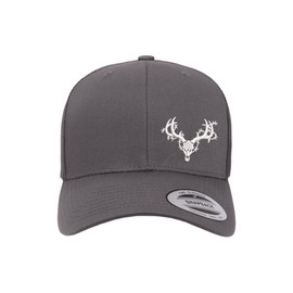 Love Sketches Deer Trucker Hats for Men & Women | Embroidered Barb Wire Wrapped Deer Skull | Snapback Hats for Men & Women Charcoal
