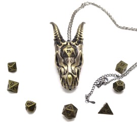 2024 Dragon Necklace for DND Dice Set, 7-in-1 Dragon Metallic D&D Dice with Gift Case for Dungeons and Dragon Game, RPG Role Playing Table Game Gifts (Gold)