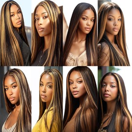 BilltiiWW Ombre P1B27 Straight Bundles Black Mixed With Blone Straight Human Hair Bundles Brazilian Natural Blonde Highlight Human Hair for Black Women 20 22 24 Inch