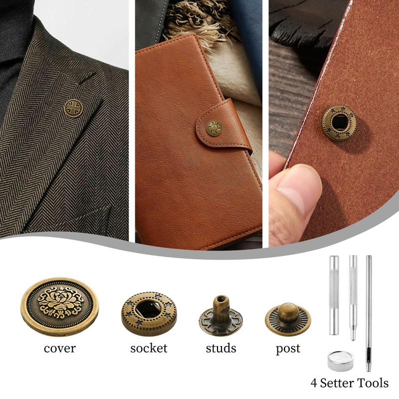 10 Sets Snaps Alloy Brass Snap Buttons Leather Snap Fasteners