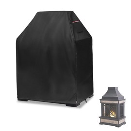 Outdoor Fireplace Cover, Heavy Duty 600D Waterproof Upright Patio Wood Burning Fireplaces, 36" L x 24" W x 57" H Black, Only Cover