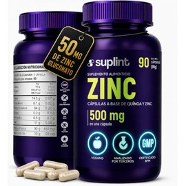 Gluconato de Zinc 50mg con Quinoa – para Apoyo a Inmunidad, Piel, Corazón y Cerebro – Suplemento Vegano, Sin OGM – 90 Cápsulas