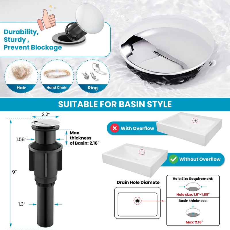 gotonovo Vessel Sink Faucet Modern Bathroom Faucet 1 Hole Deck