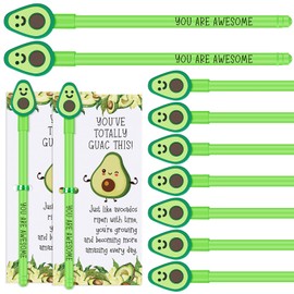 Sayglossy 25 Sets Valentine's Day Inspirational Gifts Bulk Positive Avocado Pens Funny Ballpoint Pens with Motivational Cards Avocado Gifts for Students Teachers Classroom Rewards First Day of School