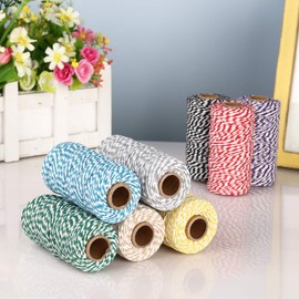 Binwat Macrame Cord Natual Macrame Cotton Cord DIY Craft Cord Spool Twine Rustic String Cotton Rope for Wall Hanging,Plant Hangers,Crafts,Knitting,Decorative Projects 2 mm x100yd (8 Colors)