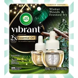 Air Wick 4 AIR WICK WINTER WOODS & FROSTED IVY LIMITED ED VIBRANT OIL REFILLS 2 PKS OF 2