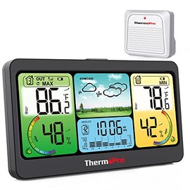 ThermoPro TP280B Weather Station with Swiss-Made Sensor, 1000FT Wireless Indoor Outdoor Thermometer Hygrometer, Digital Inside Outside Weather Thermometer Barometer for Temperature Humidity Monitor