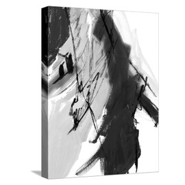 ART.COM Stretched Canvas Print Black and White Abstract II by Robin Maria, 12" x 16"