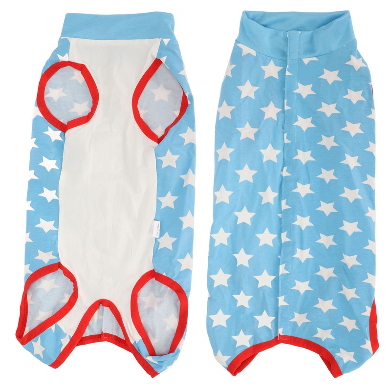 Dog Recovery Suit Blue Stars Pattern Prevents Licking Cotton Pet
